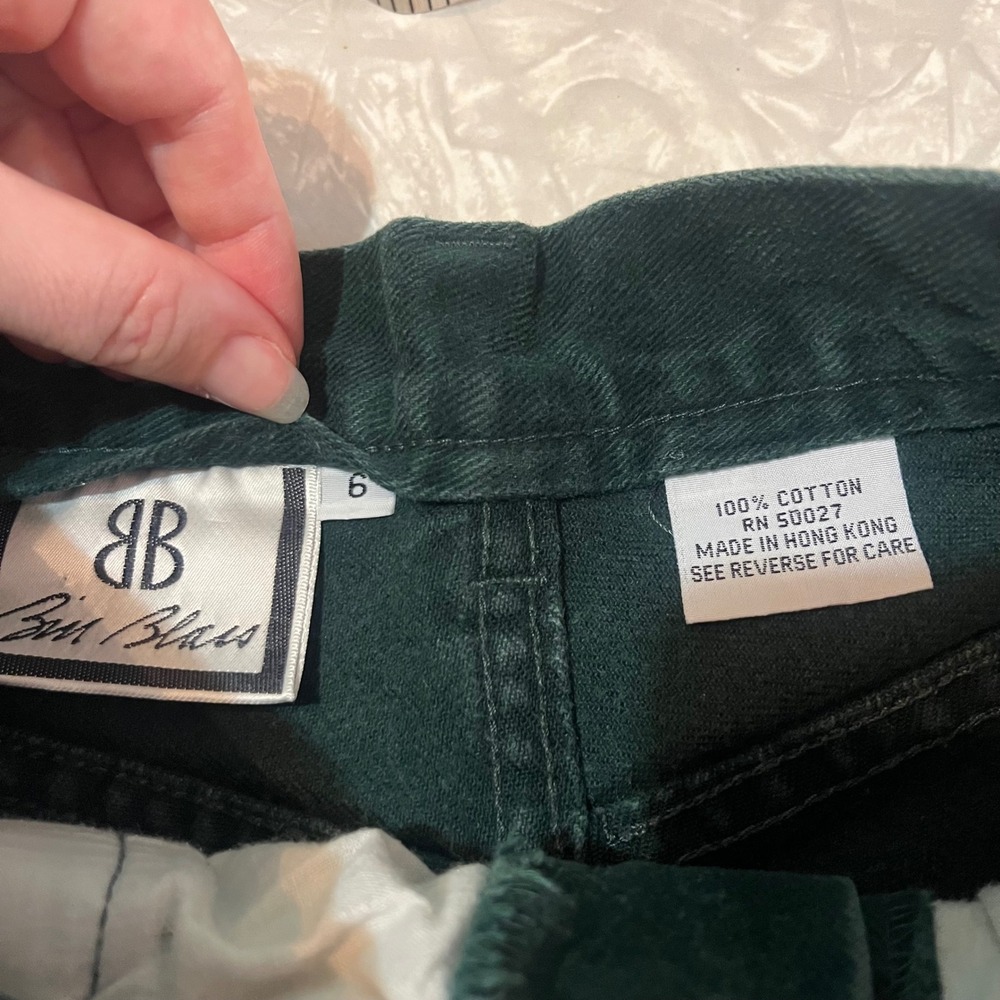Vintage Bill Blass Forest Green High Waisted Denim Shorts Size 6 Cotton 90s - Picture 3 of 6